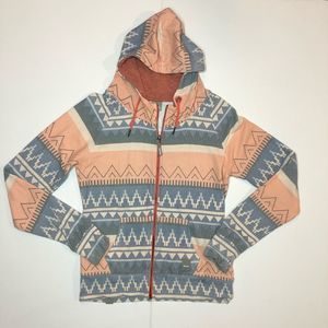 Bench Aztec Print Zip Up Hoodie Large